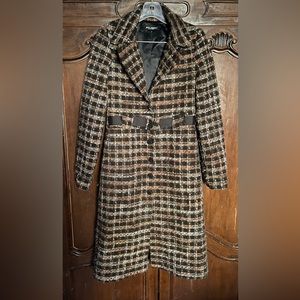 Vintage BETSEY JOHNSON Plaid Wool-Blend Coat GREAT PRICE!
